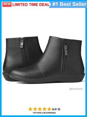 Synthetic Leather Ankle Boots Flat Side Zip Short Booties